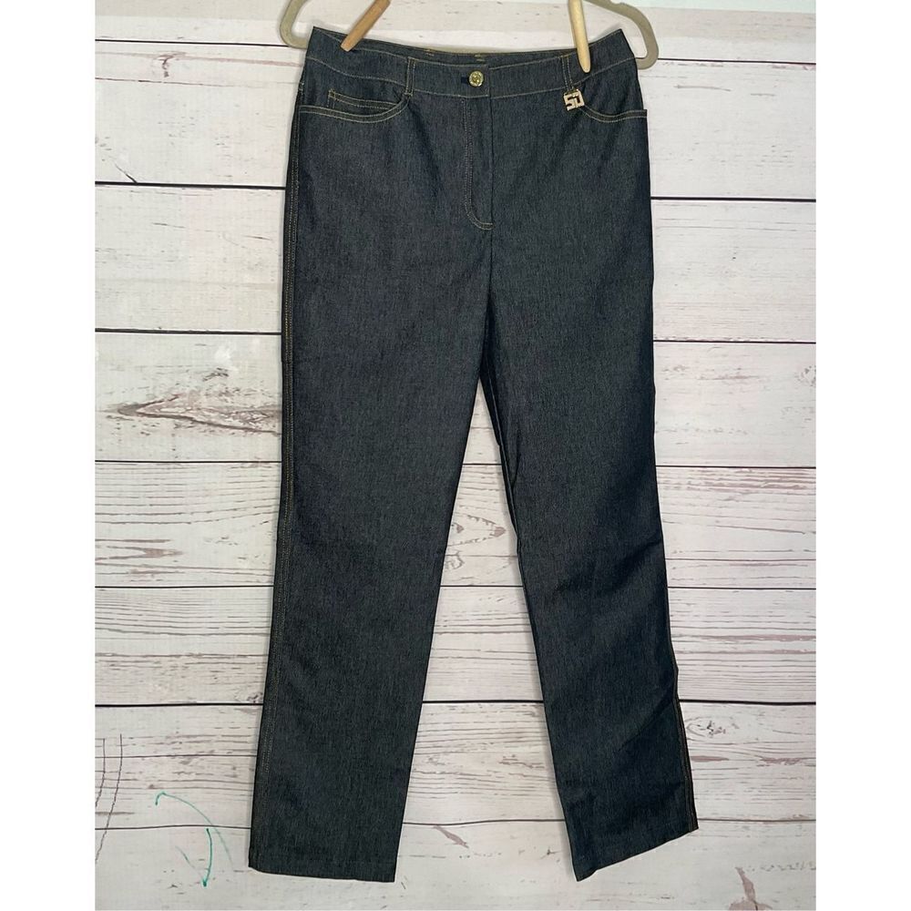 St John Sport By Marie Gray Black Jeans Size 6 Dark Wash DenimPants Straight Leg